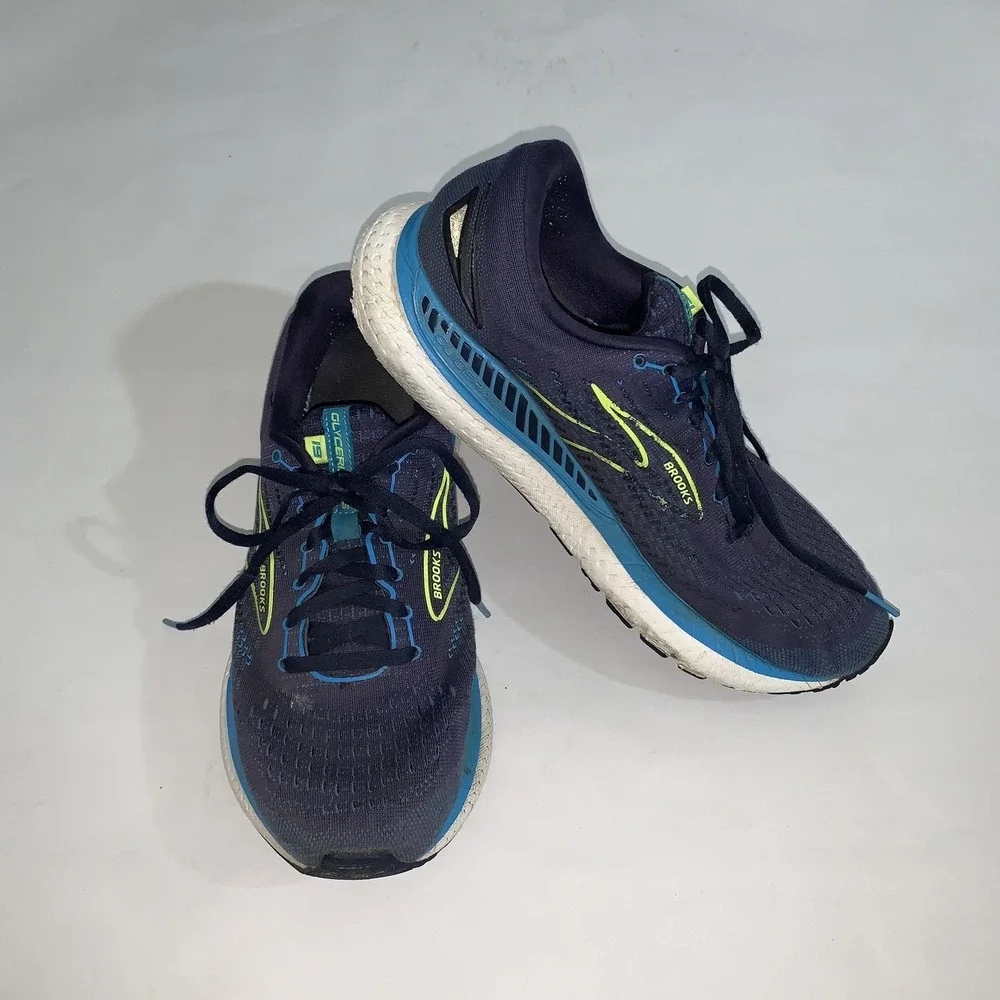 Brooks Glycerin GTS 19 Shoes Mens Size 9.5 Blue Mesh Running Sneakers Cushioned